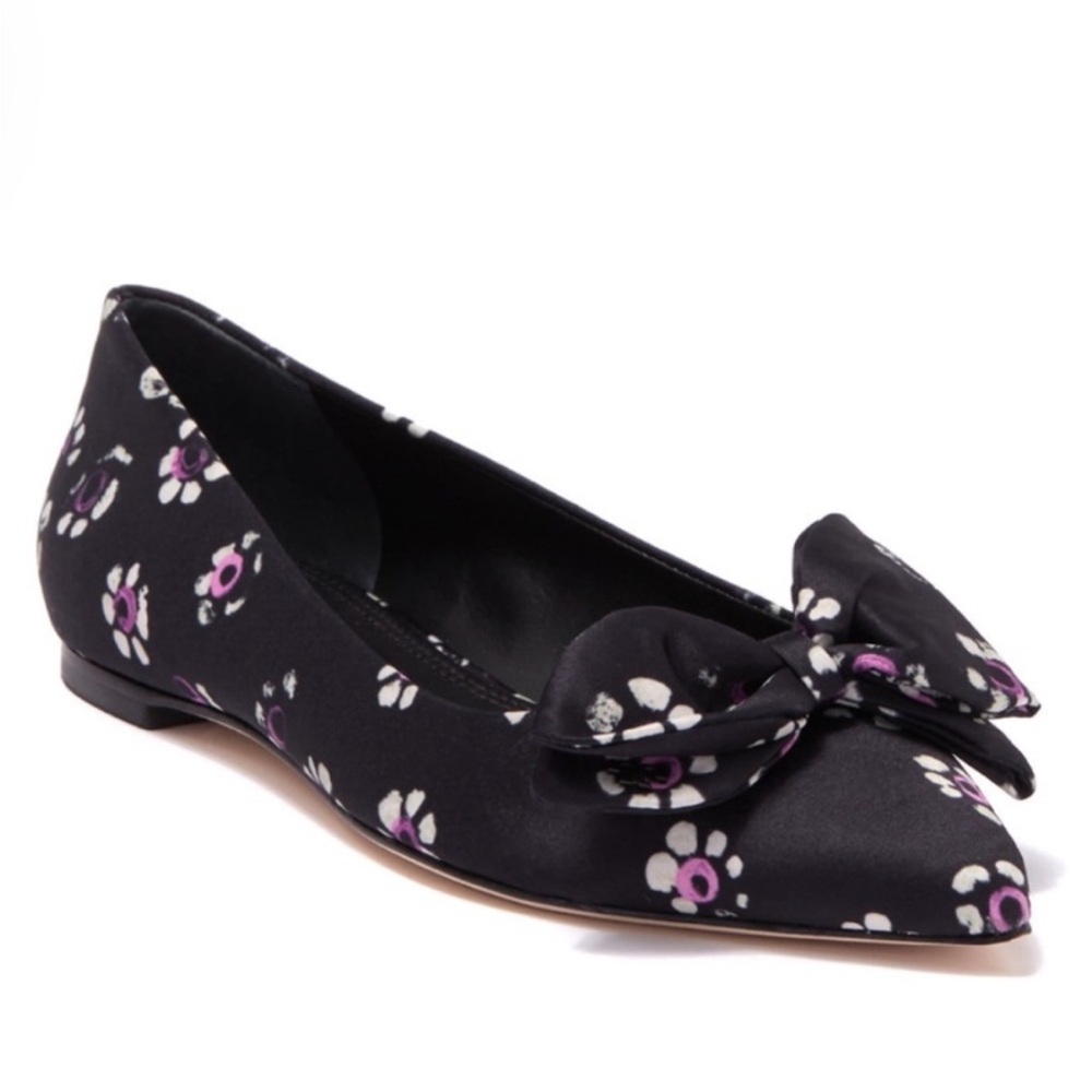 Tory Burch Rosalind Ballet Flats 9.5 Black Floral NWOT